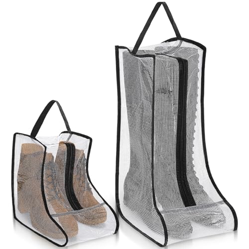 2 Set Boot Storage Bag, Portable Boots Protector Bag Dust Proof Travel Shoe Bags with Handle Boots Organizer for Packing Travel and Daily Use(Short) - size: Tall/Short