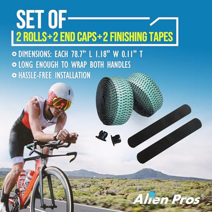 ALIEN PROS Chameleon Skin Bike Handlebar Tape (Set of 2) – Full Pattern Upgrade with Striking Color-Shifting Design and Premium Comfort Grip (Mint) - color: Mint