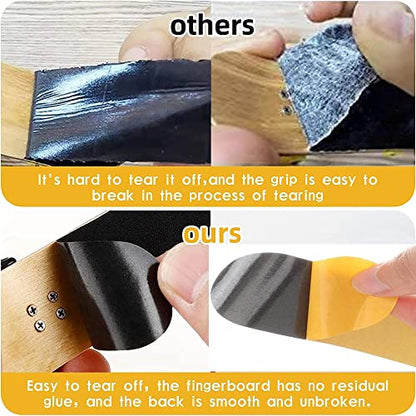 10Pcs Pre-Cut Fingerboard Grip Tape, 34mmx98mm Pro Mini Finger Skateboards One Step Install Foam Adhesive Stickers Wooden Non Slip Tape (10 Pcs) - color: Style1 10pcs