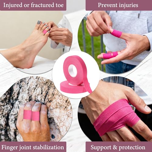 2 Rolls Pink Climbing Tape, 0.6-Inch x 32-feet Athletic Tape for Fingers, Hands, & Toes, Extra Strong Adhesive, Rock Tape, Sports Tape for Outdoor Sports Climbing Football