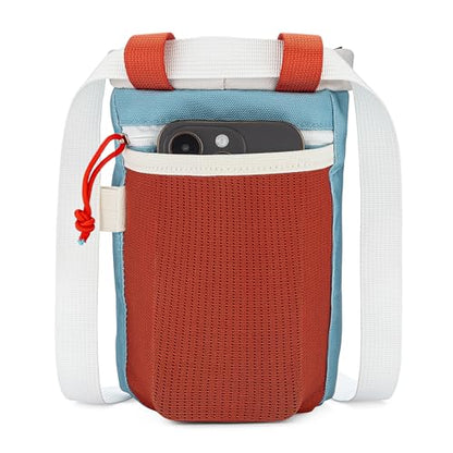 Oso Supply Co - Classic Chalk Bag for Rock Climbing, Bouldering Chalk Bag Bucket with Quick-Clip Belt, Zippered Pockets and Pouch - Perfect Indoor/Outdoor Rock Climbing Gear Equipment - color: Mineral Blue & Red