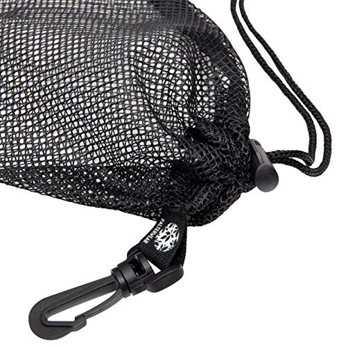 PALTERWEAR Small Mesh Drawstring Bag With Clip and Toggle Closure (Set of 4, Black, 6 x 8 inch) for Watersports, Outdoor, Gym - size: 6 x 8 inch