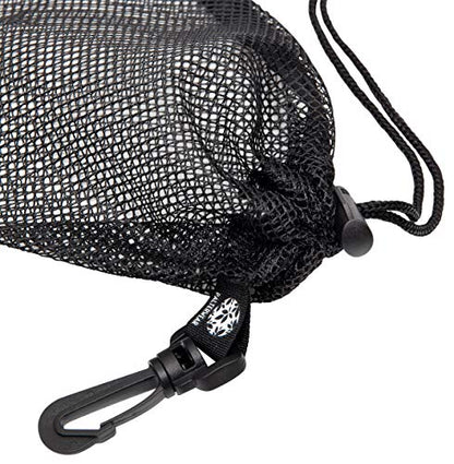 PALTERWEAR Small Mesh Drawstring Bag With Clip and Toggle Closure (Set of 4, Black, 6 x 8 inch) for Watersports, Outdoor, Gym - size: 6 x 8 inch