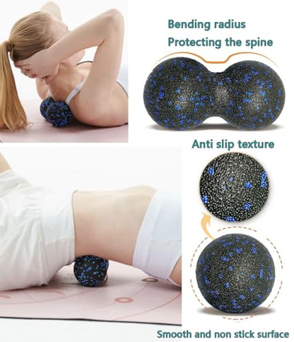 Peanut Massage Ball, Double Lacrosse Foam Roller for Physical Therapy, Firm | Deep Tissue Exercise, Myofascial Release, Muscle Knots Acupoint Relief, Trigger Point Tool for Neck Back Feet Waist Pain
