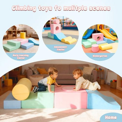 MIND&ACTION 6 Pieces Toddler Climbing Toys Indoor, Climbing Toys for 1 Year Old, Soft Play Set Baby Foam Climbing Blocks for Toddler 1-3