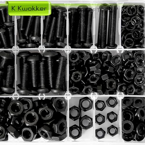 500Pcs M6 M8 Button Head Hex Socket Metric Screws Assortment Kit | 12mm-40mm 10.9 Alloy Steel Machine Nuts and Bolts with Lock Nut and Washers, M6x1.0, M8x1.25, for Equipment Assembly - size: H. M6 M8