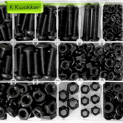 500Pcs M6 M8 Button Head Hex Socket Metric Screws Assortment Kit | 12mm-40mm 10.9 Alloy Steel Machine Nuts and Bolts with Lock Nut and Washers, M6x1.0, M8x1.25, for Equipment Assembly - size: H. M6 M8