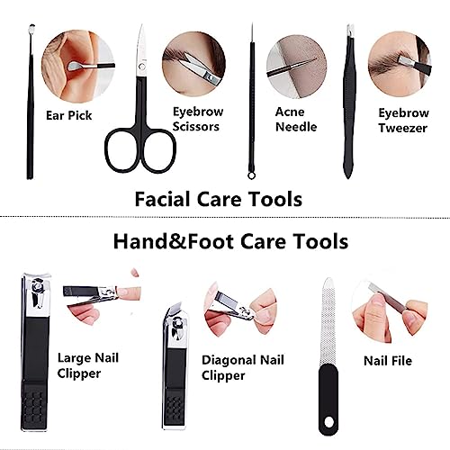 Nail Clipper Kit Nail Care Set for Men Women Nail Clipper Set Manicure Kit | Travel Manicure Set with Case Toe Finger Nail Clippers Personal Care Tools Nail Clipper Grooming Kit Gfit for Men Women - color: Black White