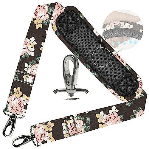 ZINZ Shoulder Strap 78" Universal Handbag Strap with Ultra-thick Fixed Padded and Dual Balanced Adjustable Buckles Shoulder Crossbody Strap for Briefcase Messenger Bag Laptop bag Luggage，Black rose - color: Black Rose