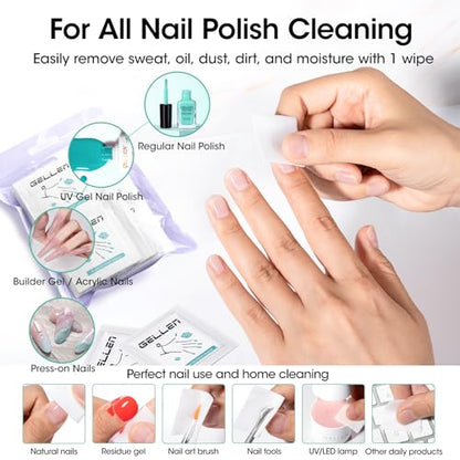 GELLEN Nail Cleanser Pads 50PCS with 10PCS Manicure Tools Kit | Ceramic Cuticle Pusher Pen, Remover and Cuticle Oil Nail Prep Care Kit, Nail File 100/180, Polishing Buffer, Clipper & Brush - size: 50PCS with 10PCS Tools
