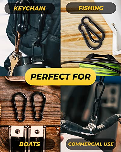 Carabiner Clip 5 PCS - Black Heavy Duty Carabiner Clip - Large Carabiner Clips - Snap Hooks - Perfect for Weight Lifting, Keychain, Dog Leashes & Gym - style: 3.2 Inch