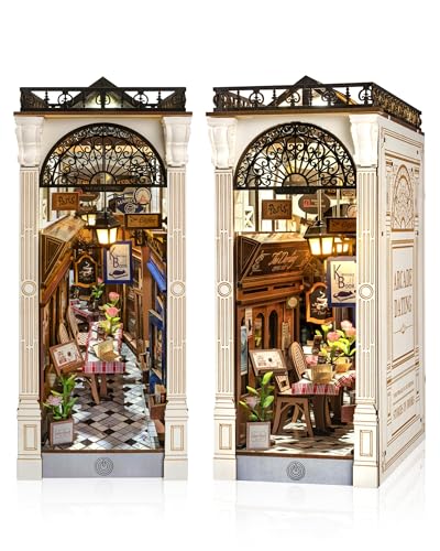 Rolife Book Nook Kit European Arcade Snap-Fit 3D Wooden Puzzles for Adults | 10" miniature house kit collectible diorama building kit booknook bookshelf decor craft for adults hobby gift for men women - color: European Arcade