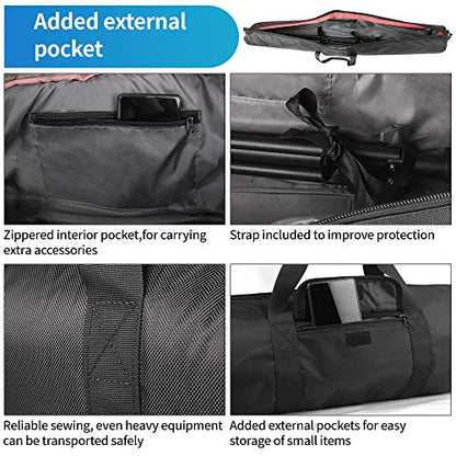 HEMMOTOP Tripod Bag, 47x7in All Sides Thick Tripod Carrying Case with Shoulder Strap and Handle, Heavy Duty Light Stand Bag with Two Zippered Pockets for Pool Cue, Speaker Stand -R12018 - size: 47" L x 7" D