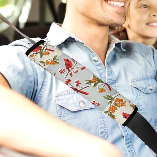 2 Pack Red Bird Cardinal Art Car Seat Belt Pad Breathable Shoulder Harness Cover for Adult Use, Stroller Pushchair High Chair, Pressure Relief - color: Pattern 832