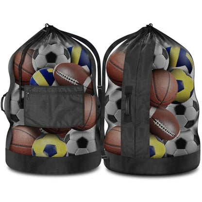 BROTOU 40" x 30" Extra Large Sports Ball Bag, Upgrade Thicken Ball Bags for Coaches, Adjustable Shoulder Strap and Hanging Ears with Handle, Mesh Bag for Basketball, Volleyball, Swimming Gear