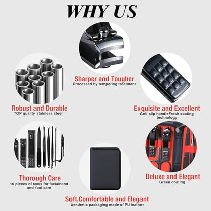 Manicure Set Men Personal Care Tools Accessories Professional Nail Clippers Pedicure Kit With Travel Case Nail Grooming Kit Gifts for Men Women