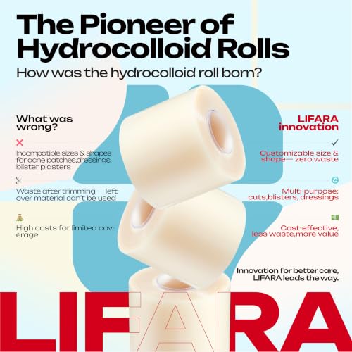 LIFARA Hydrocolloid Roll for Wound Care - Cut-to-Size, Hydrocolloid Patch Bandages with Self-Adhesive, Ultra Absorbent & Waterproof, First Aid Kit Essential (11.8mil/ 0.3mm Thickness, 2in*16ft) - size: 2in*16ft, 11.8mil/ 0.3mm Thickness