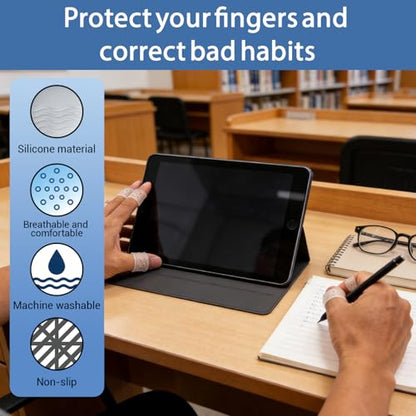 Silicone Finger Callus Protectors, Anti-Skin Picking Prevention Finger Cot Covers, Finger Caps for Dermatillomania & Cuticle, Reusable for Writing Sports & DIY Activites,10 Pcs | stop nail biting