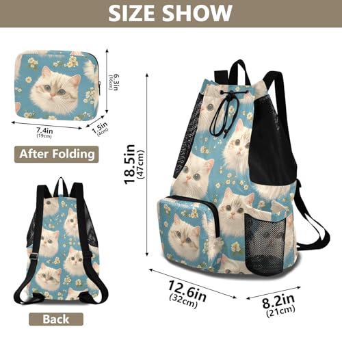 GuoChe Drawstring Backpacks Gym Swim Bag With Inside Pockets Pull String Bag Waterproof Cartoon Cats Face - color: Cartoon Cats Face