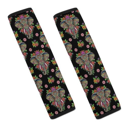 2PCS Animal Colorful Elephants Car Seat Straps Shoulder Pads Soft Padded Seat Belt Cushion for Adult Use, Car Seats Pushchair Strollers High Chair Pushchair, Anti-Slip Pad - color: Pattern 1223