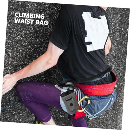 Generic Gray Climbing Chalk Bag with Zippered Pocket Slip Oxford Cloth Chalk Pouch for Rock Climbing Bouldering Hiking and Gym Workouts Grip Enhancer for Indoor and Outdoor Sports