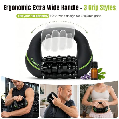 2‑in‑1 Electric Deep Rolling Massager – 8 Speeds, Full Body Muscle Roller for Legs, Calves, Abdomen, Back & Neck , Cellulite-prone Areas, Rechargeable, Handheld Powered Rolling Tool with LCD Display