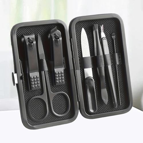 Manicure Pedicure Set - Professional Nail Grooming Kit with Travel Case - color: Black