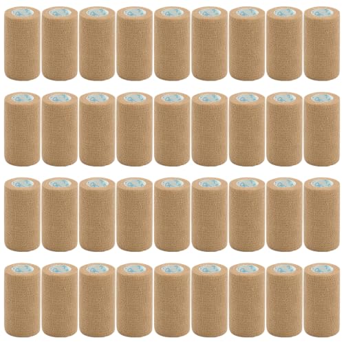 OK TAPE 36 Rolls Self Adhesive Bandage Wrap, Elastic Cohesive Bandage Wrap, Breathable Stretch Athletic Tape for Wrist Ankle Sports Vet Wrap 4" x 5 Yards - Beige - color: Beige, size: 4inx5yds