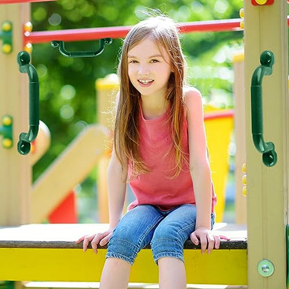 8 Pieces Playground Safety Handles for Kids Playground Handles Swing Set Accessories Safety Hand Grips for Playset Playhouse Treehouse Climbing Frame (Green) - color: Green