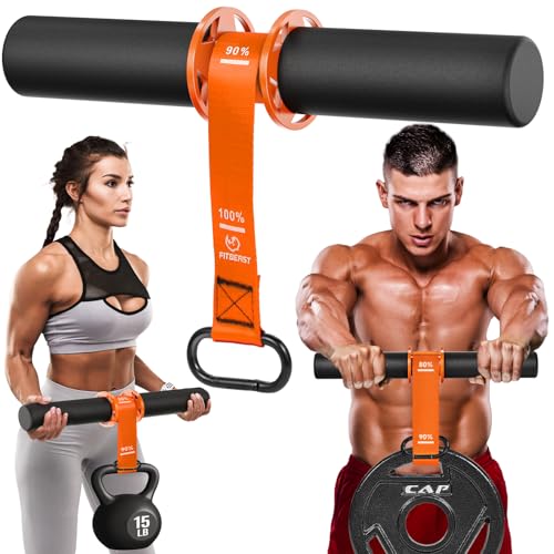 FitBeast Forearm Exerciser Wrist Roller Forearm Trainer | Forearm strengthener with non-slip handles and 220 lb capacity. Ideal for grip, wrist, hand and forearm strength training. - color: Orange