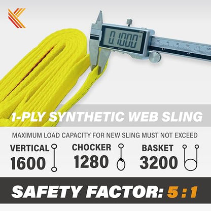 1-Ply Lifting Sling Straps 1”x 15ft - 1650lbs Vertical Capacity Heavy Duty Flat Eye Lift Sling, for Rigging Moving Towing Hoisting -1Pack - Kodiak Straps - color: 1 PACK, size: 1inch x 15ft