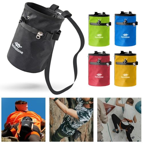 Climbing Chalk Bag, 420D Oxford Anti-Leak Designed With Fleece Lining, Adjustable Belt For Rock Climbing Bouldering Weightlifting Gymnastics(Red) - size: Red