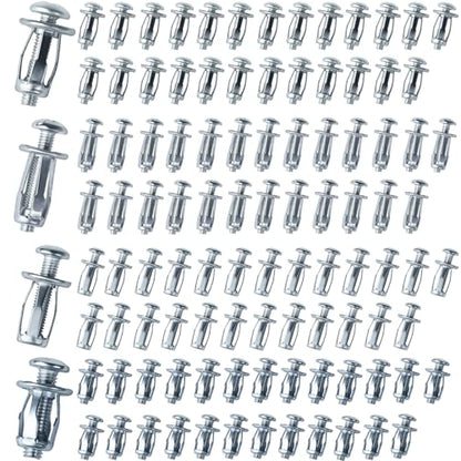 Expansion Screw Jack Nuts Assortment Kit, 100-Pcs Jack Nuts with Screws | Includes M4-20 M4-25 M5-25 M6-25, Suitable for License Plate, Hollow Wall, Sheet Metal Mounting