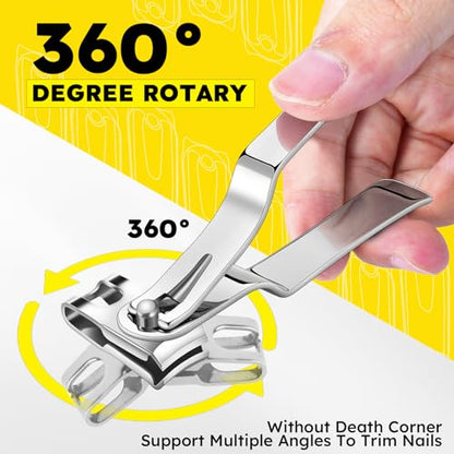 Nail Clippers for Seniors, 360 Degree Rotary Fingernail and Toenail Clippers with Long Handle Ultra Sharp Sturdy Stainless Steel Heavy Duty Large Toe Nail Clippers for Thick Nails - size: 360 Degree Rotary