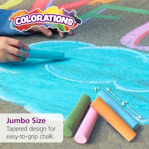 Colorations Jumbo Washable Chalk, Set of 126, Each Piece 4" x 1" | Bulk Outdoor Play Supplies, Non-Toxic, Ages 4+, Classroom Must Haves, Party Favors - style: 126 Pieces