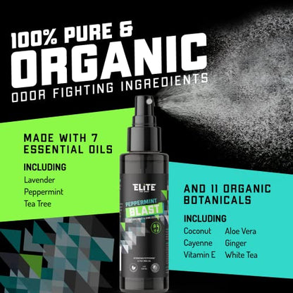 Elite Sportz Shoe Deodorizer (800+ Sprays) - Foot Spray and Shoe Odor Eliminator - No More Smelly Shoes or Stinky Feet with our Peppermint Shoe Freshener - Small Gift for Men & Women