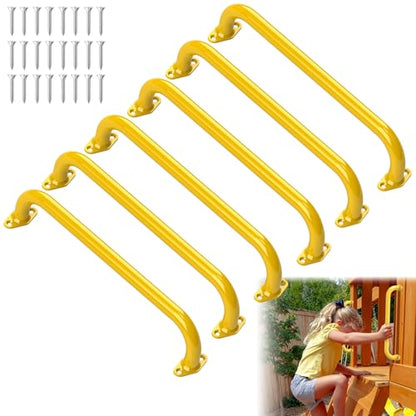 17.3 Inch Playground Handles Monkey Bars Indoor | Metal Grab Handle Hand Grips for Treehouse (Yellow, 6 Pack) - color: Yellow