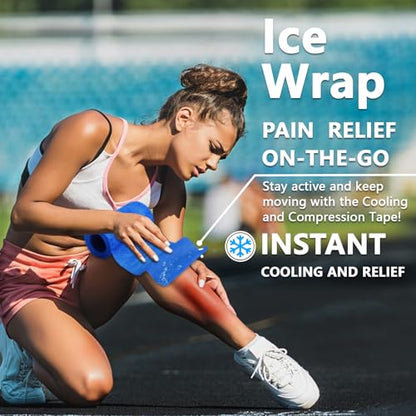 Ice Pack Ice Tape, Self Sticking Bandage Wrap （No Refrigeration Needed）Ice Wrap Instant Cold Compress Compression Tape Wrap, Athletic Muscle Tape, Athletic Tape for Pain and Swelling: Blue - style: Blue