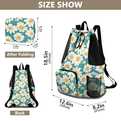 Green Daisy Mens Drawstring Bags Climbing Gym Bag With Pockets Waterproof