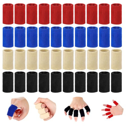 40 Pcs Finger Sleeves Protectors, Elastic Thumb Sleeves for Relieving Pain Finger Arthritis Sleeves Elastic Thumb Splint Brace Sport Fingers Sleeves Fingers Compression Aid for Basketball Tennis