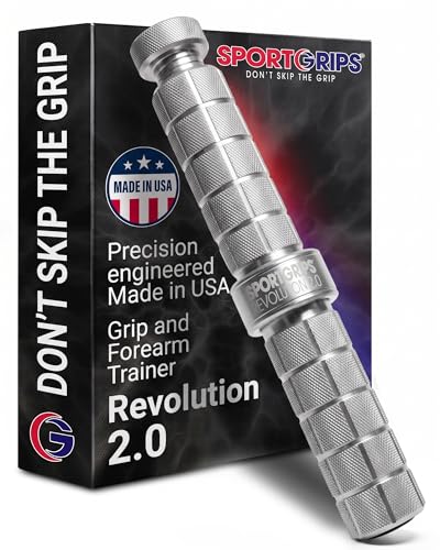 Sportgrips Sidewinder Revolution 2.0 Adjustable Grip Trainer, USA Made | Anodized Aluminum Wrist Strengthener with Adjustable Resistance for Grip-Forearm Training, Endurance and Sports - color: Silver