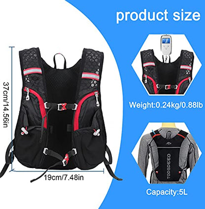 INOXTO Running Hydration Vest Backpack,Lightweight Insulated Pack with 1.5L Water Bladder Bag Daypack for Trail Hiking Running Cycling Race Marathon for Women Men - color: Black red
