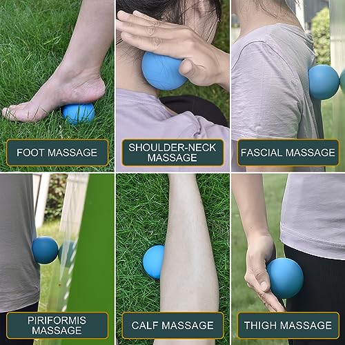 Massage Lacrosse Balls for Myofascial Release, (2Pack,Black and Rose Red) | Yoga Deep Tissue Massage,Trigger Point Therapy and Foot Plantar Fasciitis,Muscle Soreness Massager Ball - color: Black /Rose Red