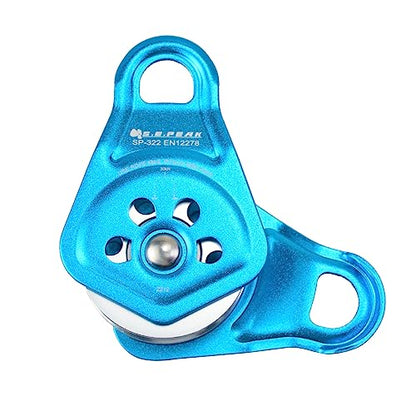 30kN Upgraded Rescue Single Pulley Sheave with Swing Plate,CE High Strength Pulley for Backyard Zipline, Climbing, Rock Rescue Lifting, Hauling, Fit Rope up to 13 mm/Holds Up to 6750lbs,Blue - color: Blue