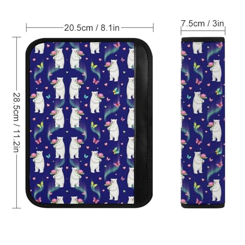 2 Pack Polar Bears North Pole Lotus Butterfly Car Seat Belt Pad Universal Soft and Comfortable Harness Pads Strap for Adult Use, Most Cars, Easy Install (No Tool) - color: Pattern 355