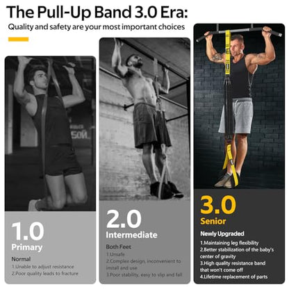 Pull Up Assistance Bands Set, Heavy Duty Adjustable Pull Up Assist Band with Feet Rest, Strength Training Bands for Home Gym Fitness, Pull-Up Bar, Calisthenics and Body Stretching - color: Yellow