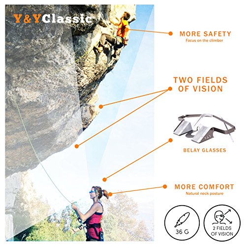 YY Vertical Belay Glasses for Rock Climbing – Upward Vision Prisms for Safe Belaying – Anti Neck Strain – Not for Reading - style: Classic Blue