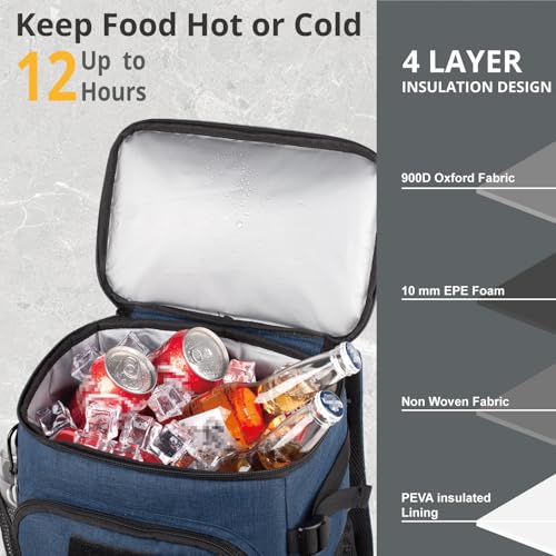 25L Insulated Cooler Backpack Water-Resistant Molle Cooler Bag for Camping | 25L Large Capacity Tactical Cooler Backpack Bag with Compartment Insulation Water-Resistant & Leakproof Durable & Comfortable - color: Blue