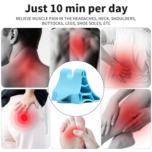 Trigger Point Massage Tool, Handheld Deep Tissue Manual Massager for Neck, Shoulders, Back & Feet, 3-Edge Pressure Point Design, Portable (Blue)