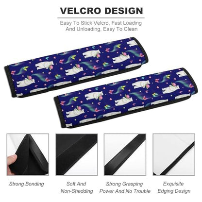 2 Pack Polar Bears North Pole Lotus Butterfly Car Seat Belt Pad Universal Soft and Comfortable Harness Pads Strap for Adult Use, Most Cars, Easy Install (No Tool) - color: Pattern 355